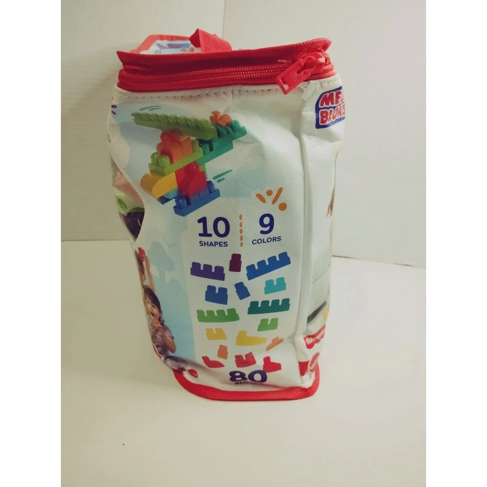 Mega Bloks 80-Piece Interlocking Blocks Set, Age 1+, Storage Carry Bag